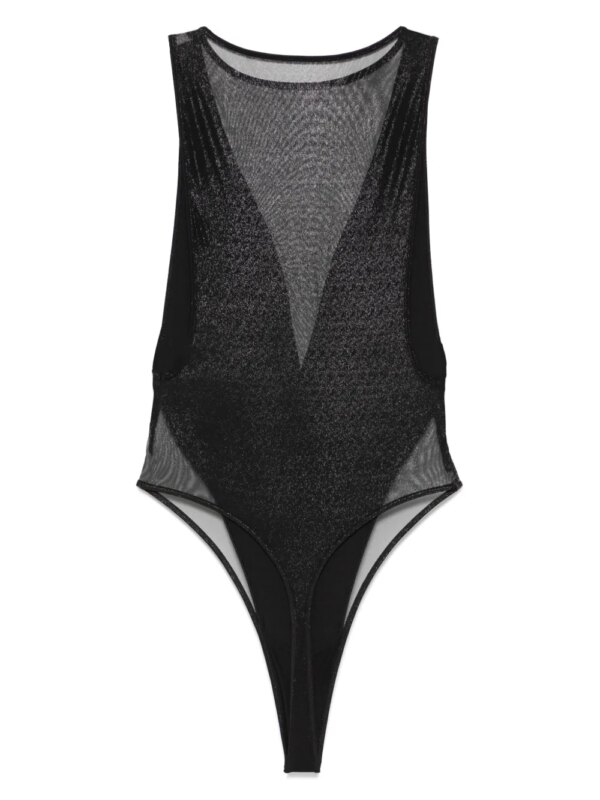 Maison Close Minuit doorzichtig badpak met V-hals - Zwart