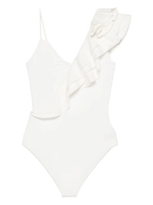 Maygel Coronel Asymmetrisch badpak met ruches - Wit