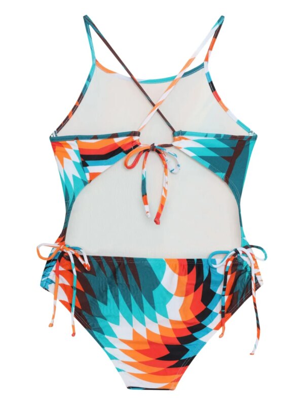 Lygia & Nanny Badpak met abstracte print - Blauw