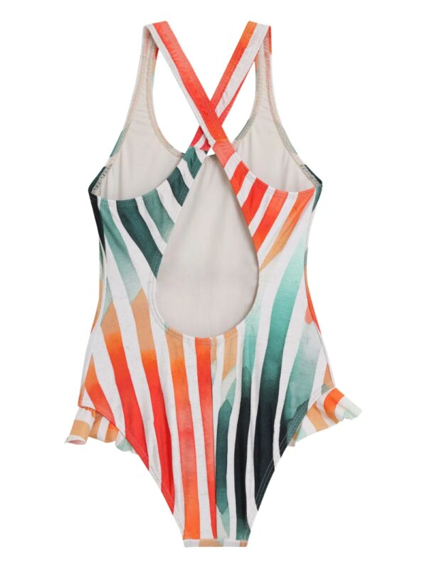 Lygia & Nanny Lore gestreept badpak met ruches - Oranje