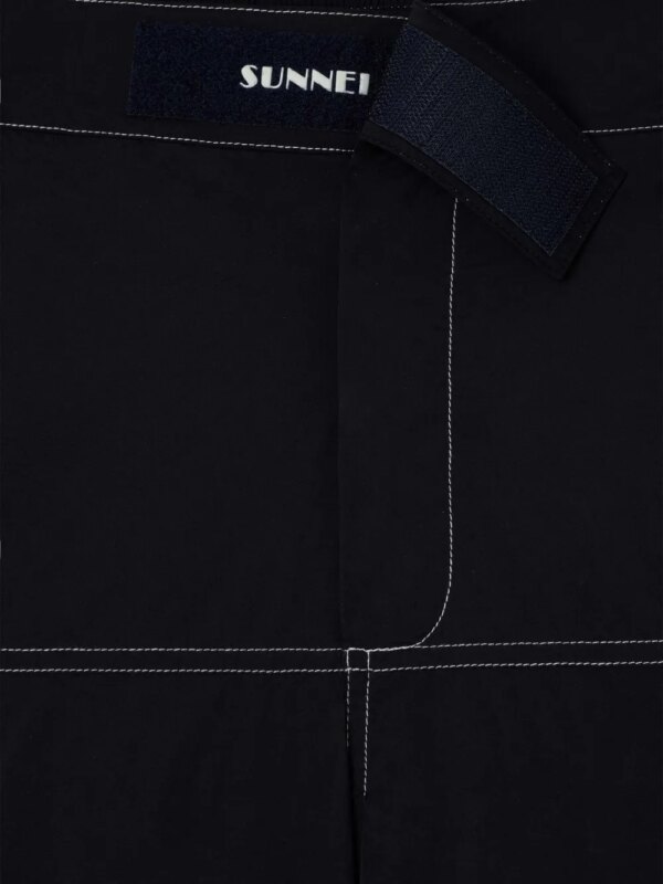 Sunnei Shorts met haak en lus en vlakken - Blauw