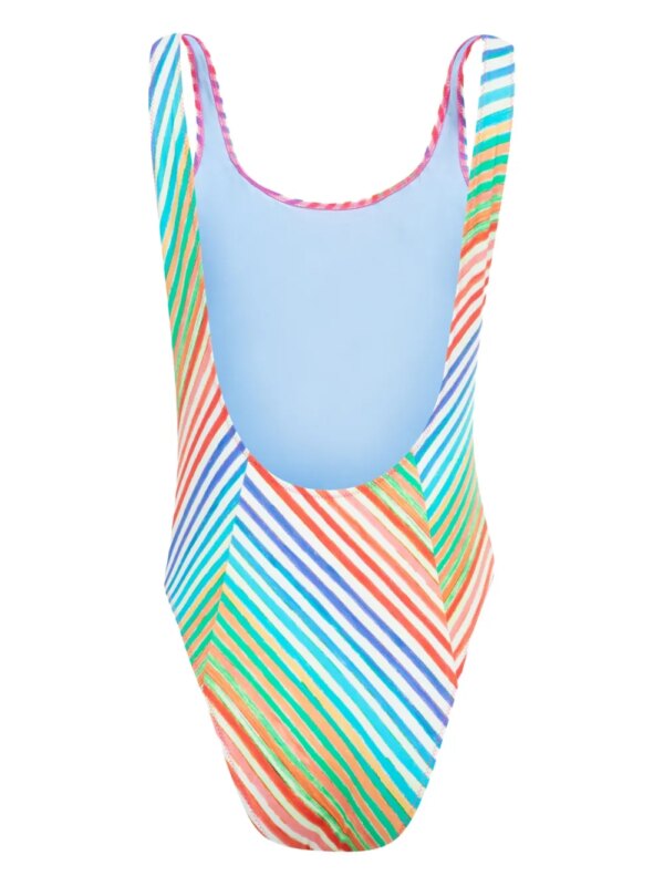 Christopher John Rogers Bias Crayon gestreept badpak - Blauw