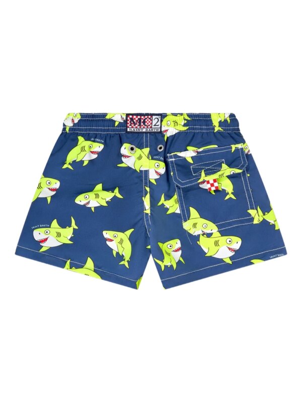 MC2 Saint Barth Kids Zwembroek met haaienprint - Blauw