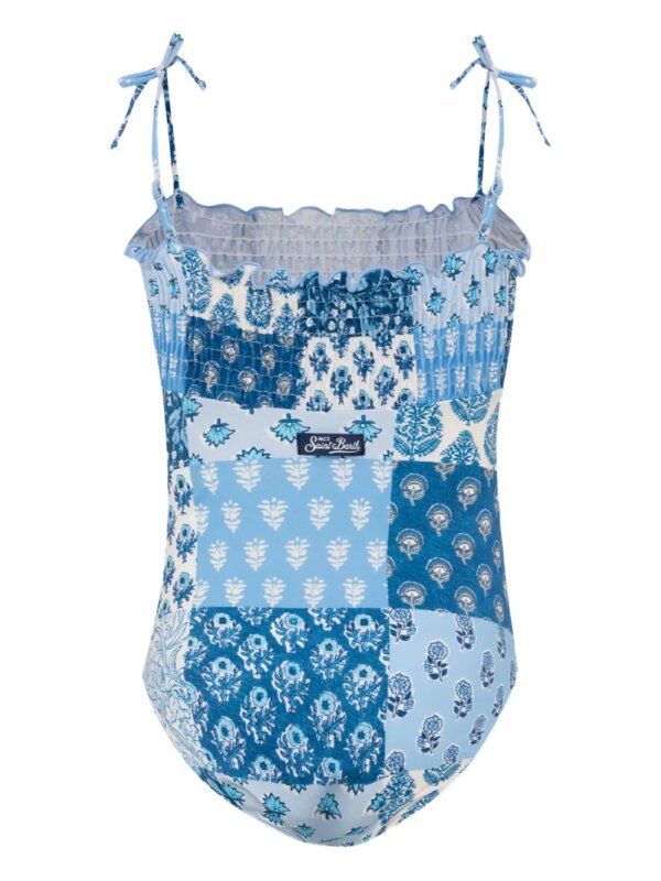 MC2 Saint Barth Kids Amina badpak met patchwork en bandeau print - Blauw