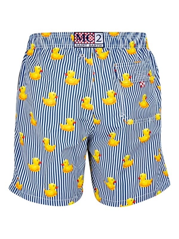 MC2 Saint Barth Zwembroek met strepen en eendprint - Blauw