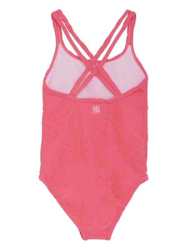 COLOR KIDS Badpak met gekruiste bandjes en bloemenprint - Roze