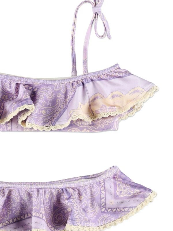 ZIMMERMANN Kids Bikini met paisley-print en ruches - Veelkleurig