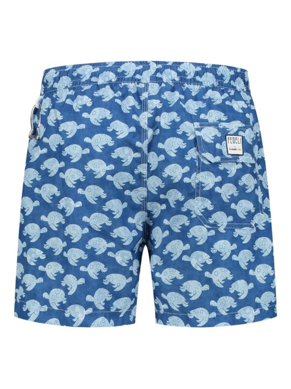 FEDELI Kids Zwembroek met schildpadprint - Blauw
