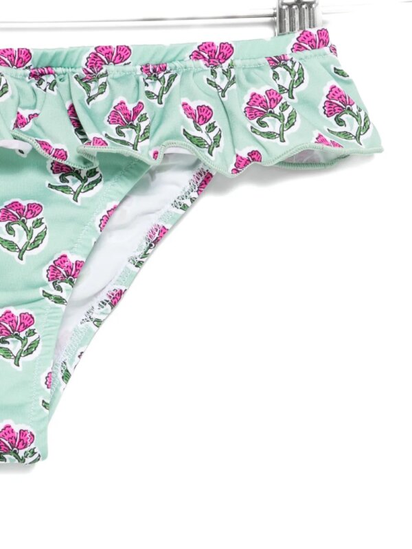MC2 Saint Barth Kids Bikinislip met bloemenprint en ruches - Groen