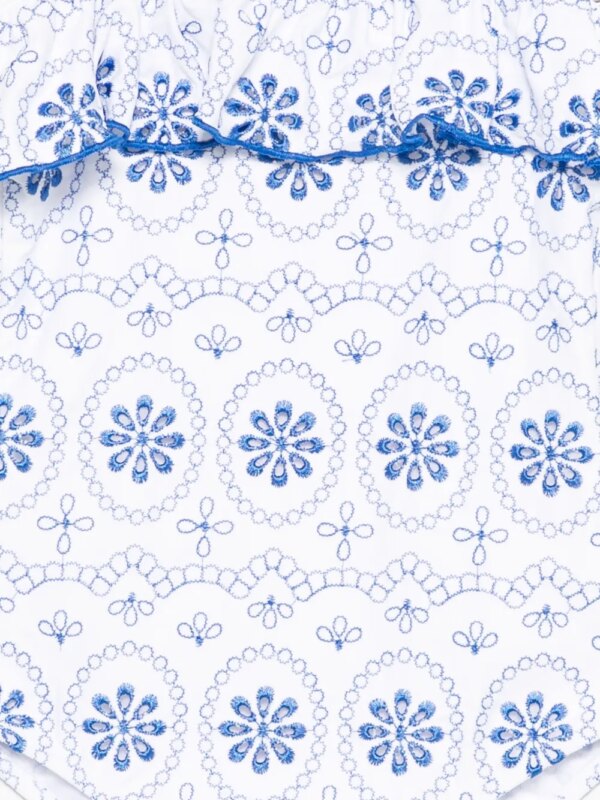 MC2 Saint Barth Kids Badpak met ruches en borduurwerk - Wit