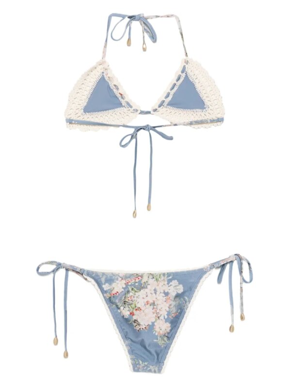 ZIMMERMANN Bikini met bloemenprint - Blauw