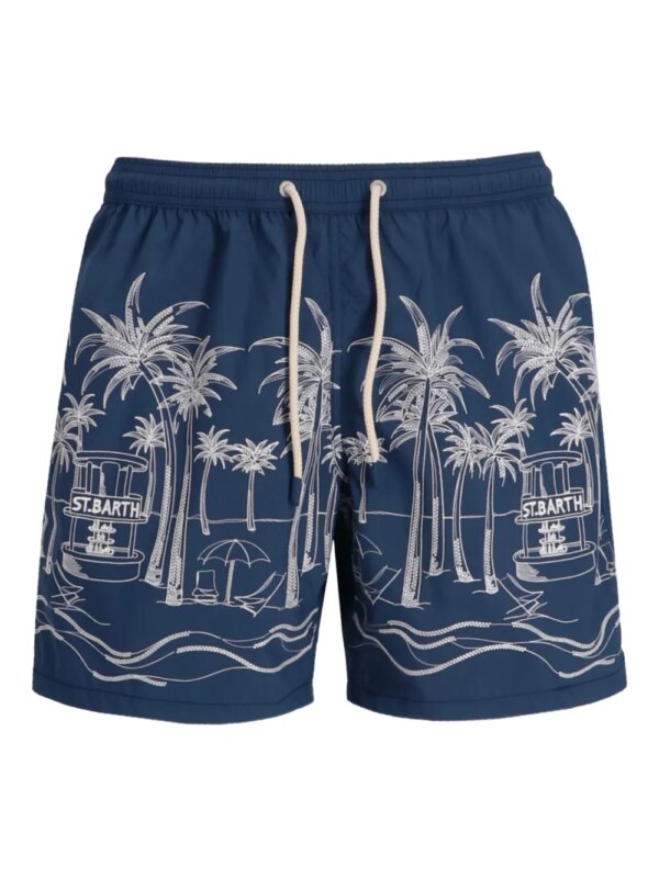MC2 Saint Barth Zwembroek met palmboom-borduurwerk - Blauw