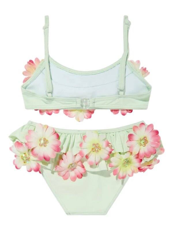 SELINIACTION KIDS Bikini verfraaid met bloemen en ruches - Groen