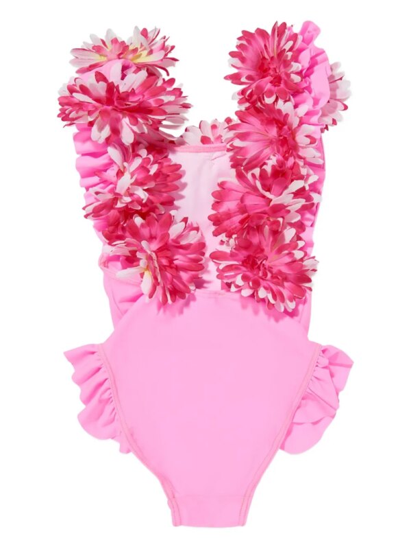 SELINIACTION KIDS Badpak verfraaid met bloemen en ruches - Roze