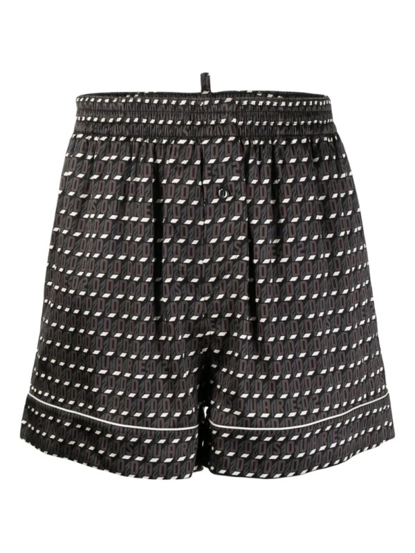 DSQUARED2 Zwembroek met logoprint en trekkoord - Bruin