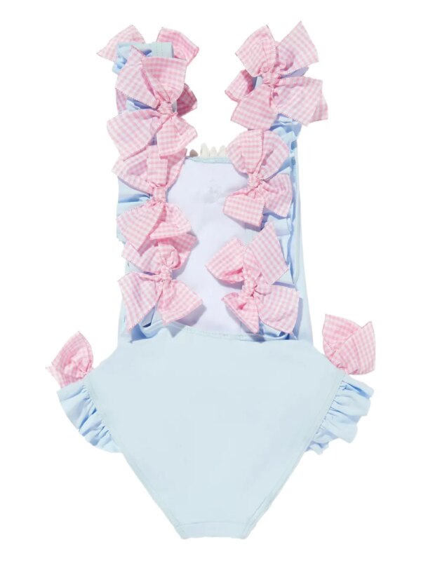 SELINIACTION KIDS Badpak verfraaid met bloemen en strikdetail - Blauw