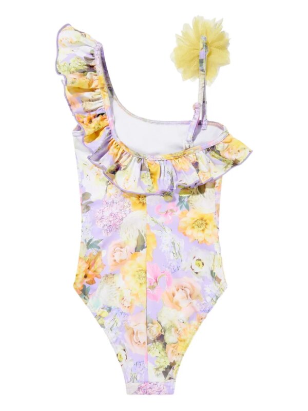 SELINIACTION KIDS Badpak met ruches en bloemenprint - Geel