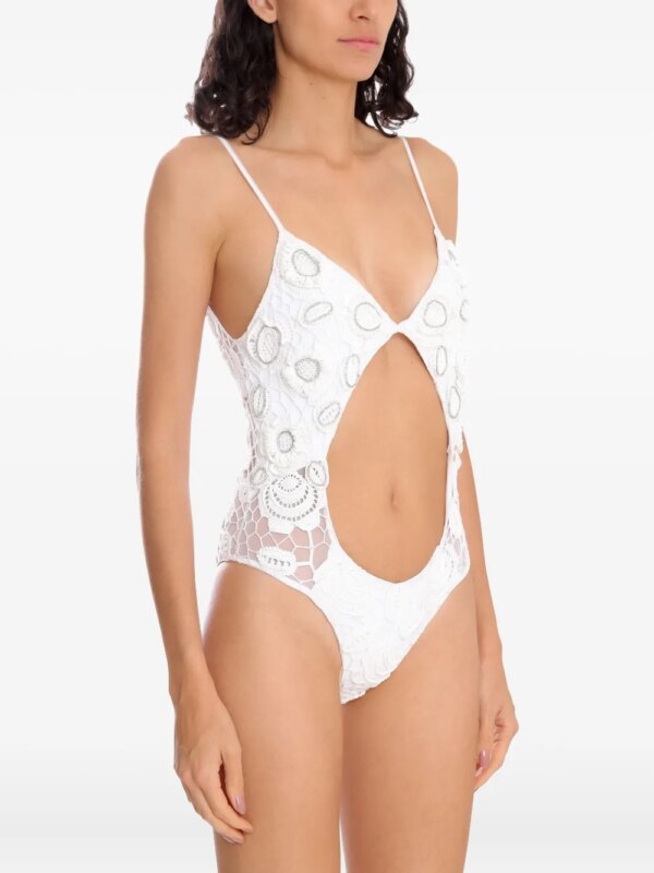 Amir Slama Badpak verfraaid met uitgesneden details - Wit