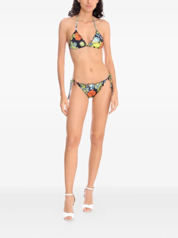 Amir Slama Bikini met bloemenprint en ruches - Zwart