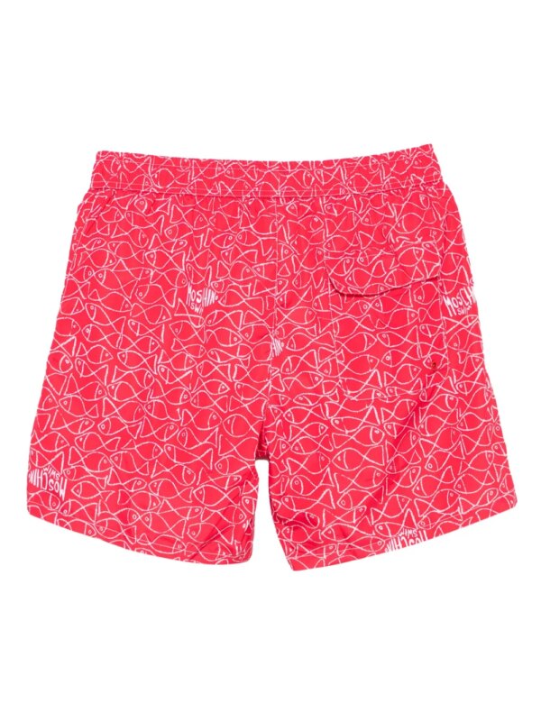 Moschino Zwembroek met vissenprint - Rood