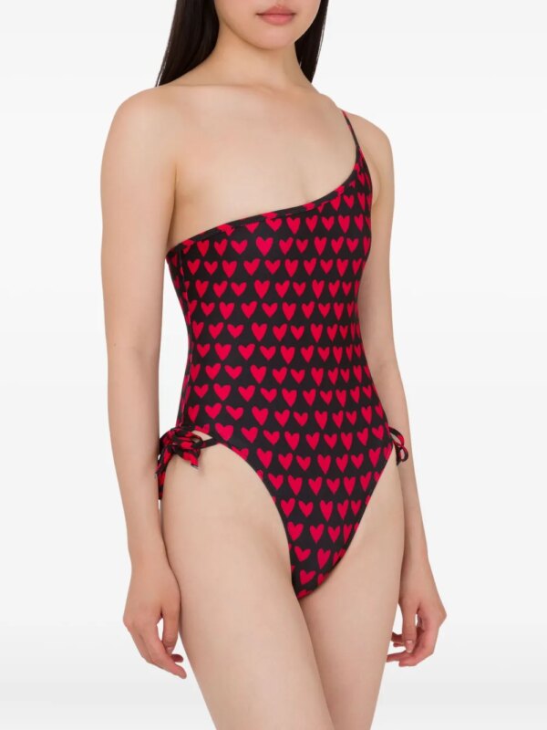 Moschino Asymmetrisch badpak met hartprint - Zwart