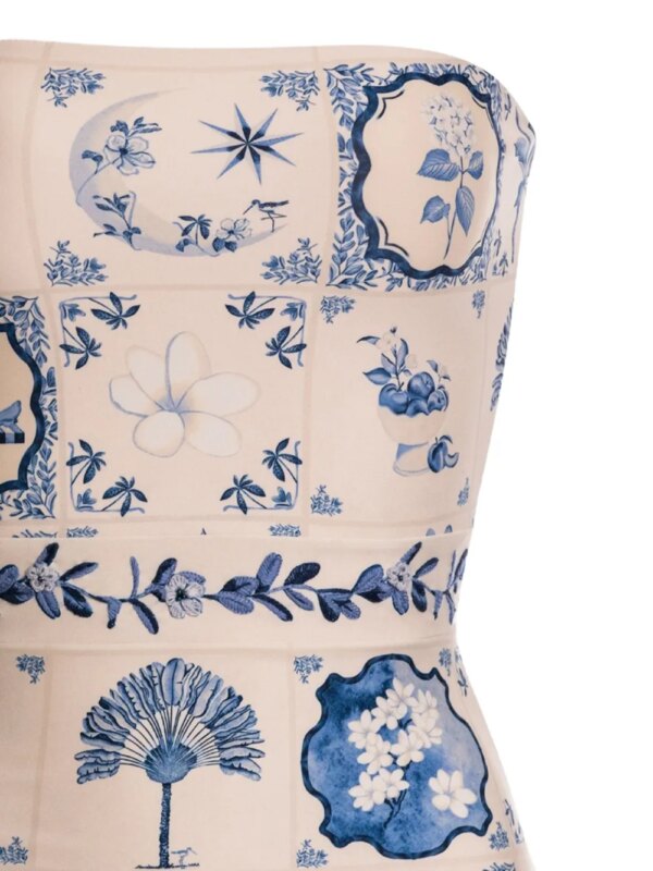 Agua By Agua Bendita Ilusión Wild badpak met strapless patroon - Wit