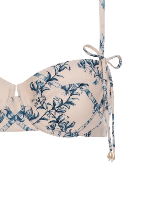 Agua By Agua Bendita Asaí Wild bikinitop met bloemenprint en strikdetail - Wit