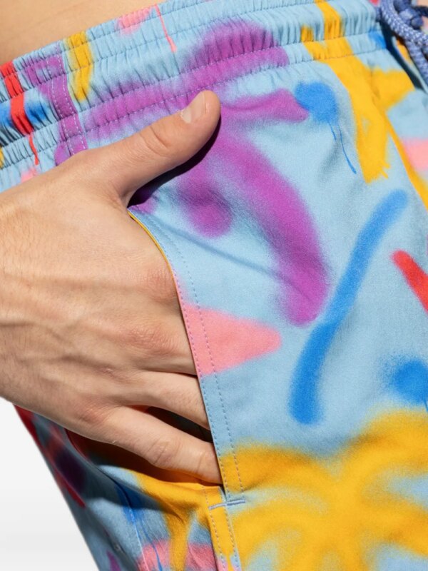 Palm Angels Zwembroek met verfprint - Blauw