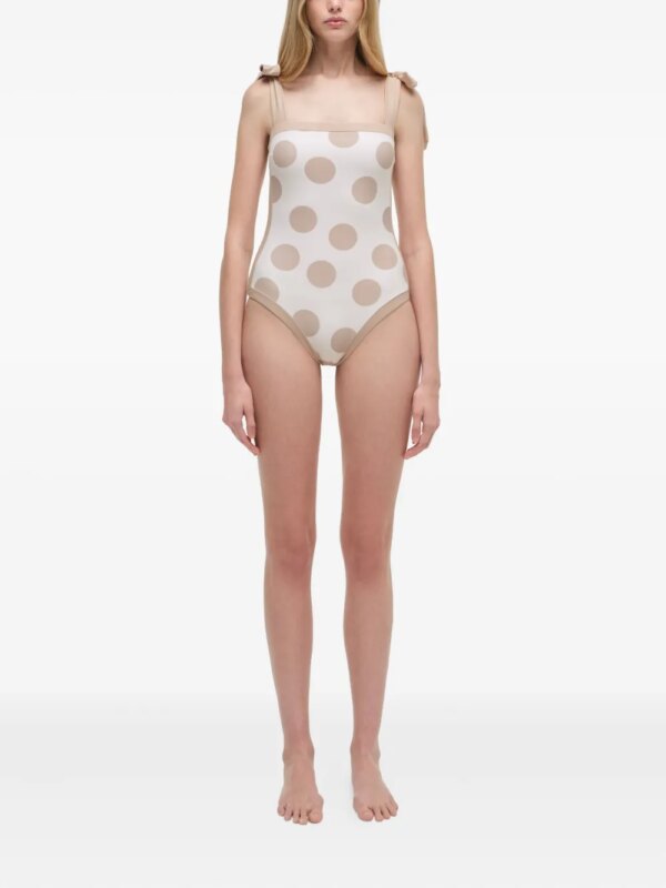Simkhai Badpak met stippen en gestrikt detail - Beige