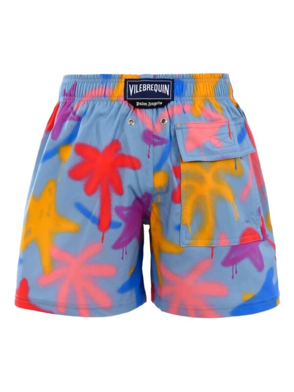 Palm Angels Kids Zwembroek met verfprint - Blauw