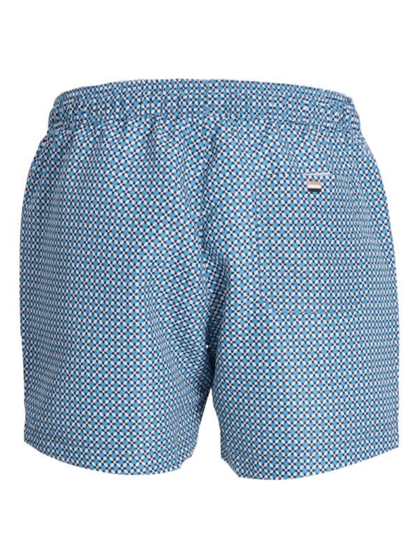 BOSS Zwembroek met geometrische print - Blauw