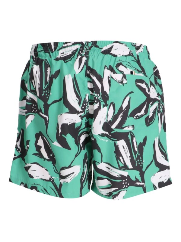 BOSS Zwembroek met bloemenprint - Groen