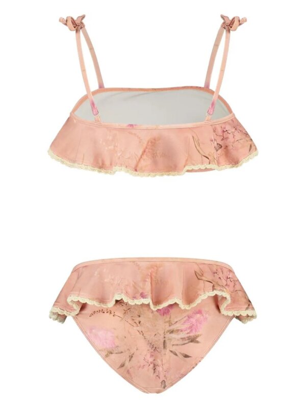 ZIMMERMANN Kids Bikini met bloemenprint en ruches - Roze