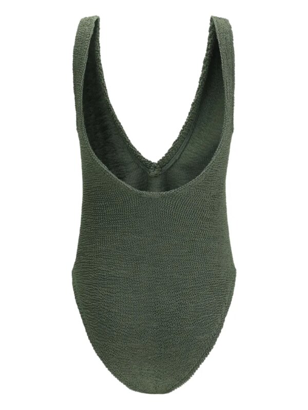 Hunza G Sadie geribbeld badpak met V-hals - Groen
