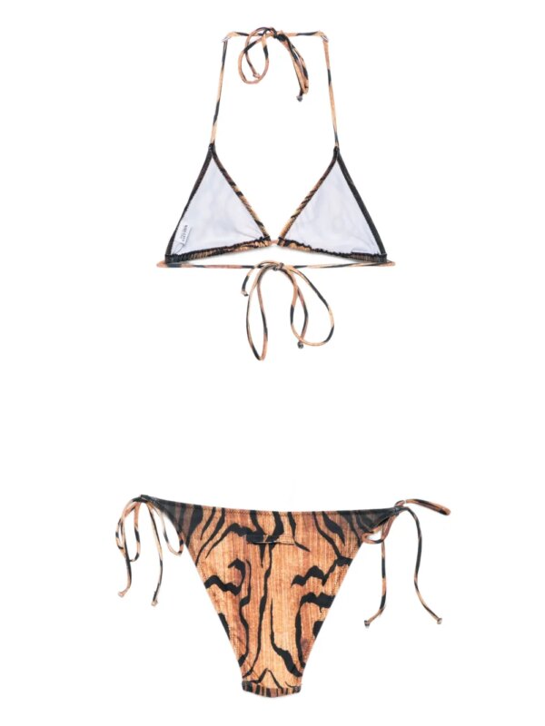 Jean Paul Gaultier Triangel bikini met tijgerprint - Bruin