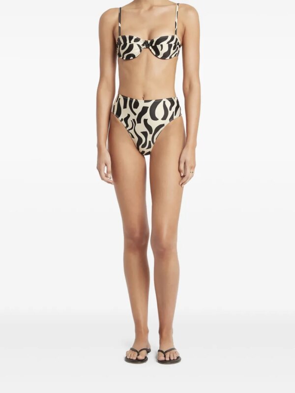 Faithfull the Brand Farrah Chania high-waist bikini met abstracte print - Beige