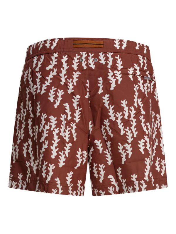 Zegna Zwembroek met bladerprint - Bruin