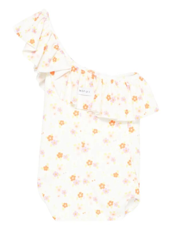 ME FUI Badpak met ruches en bloemenprint - Wit