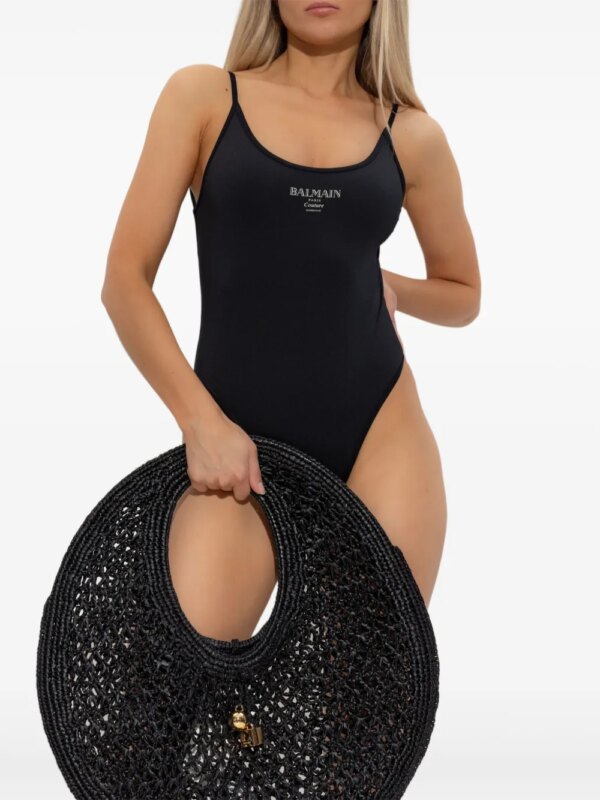 Balmain Badpak met logoprint - Zwart