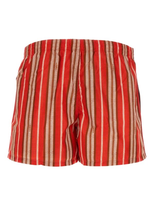 FENDI Gestreepte nylon zwembroek met stretch - Rood