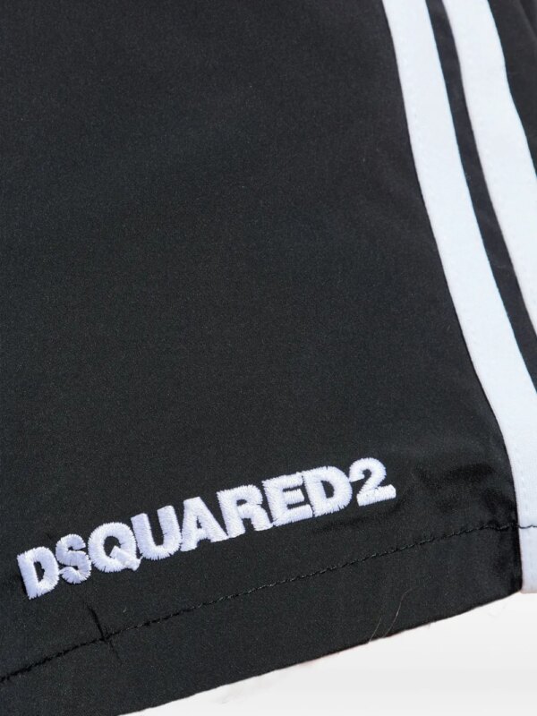 DSQUARED2 Zwembroek met geborduurd logo en zijstrepen - Zwart