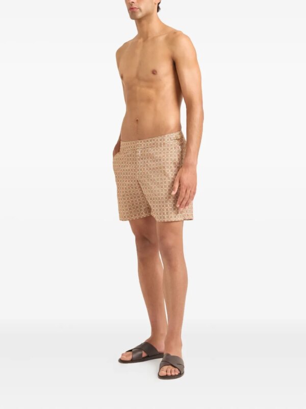 Orlebar Brown Zwembroek met geometrische print - Bruin