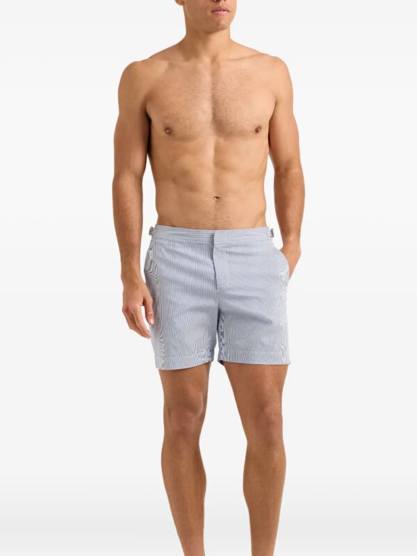 Orlebar Brown Bulldog gestreepte seersucker zwembroek - Blauw