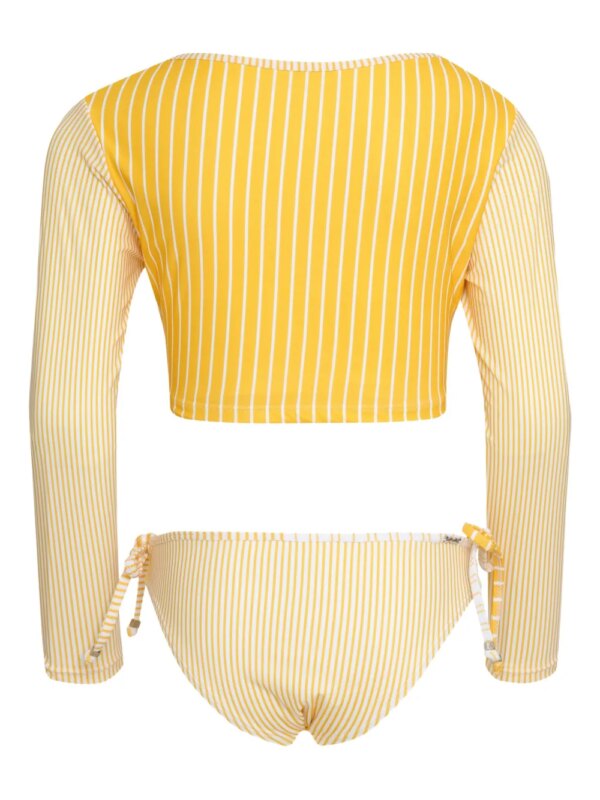 Amir Slama Gestreept badpak met lange mouwen - Geel