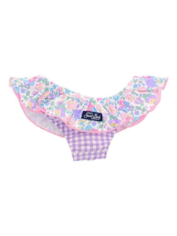 MC2 Saint Barth Kids Bikinibroek met bloemenprint en ruches - Paars