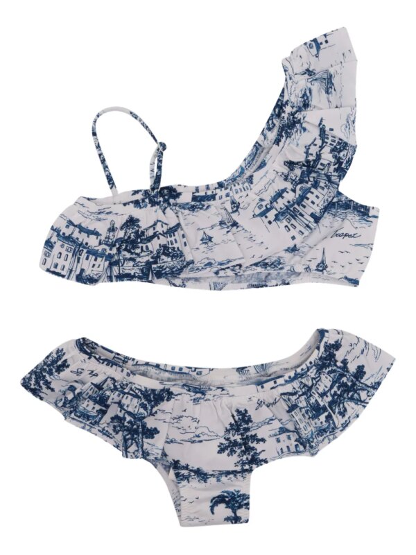 MC2 Saint Barth Kids Asymmetrische bikini met ruches - Blauw