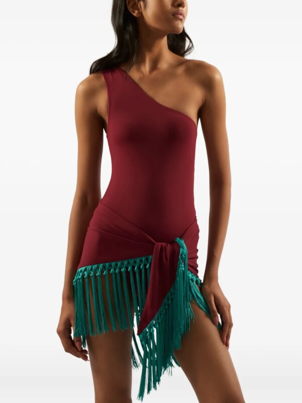 Taller Marmo Yacare asymmetrisch badpak met franje - Rood