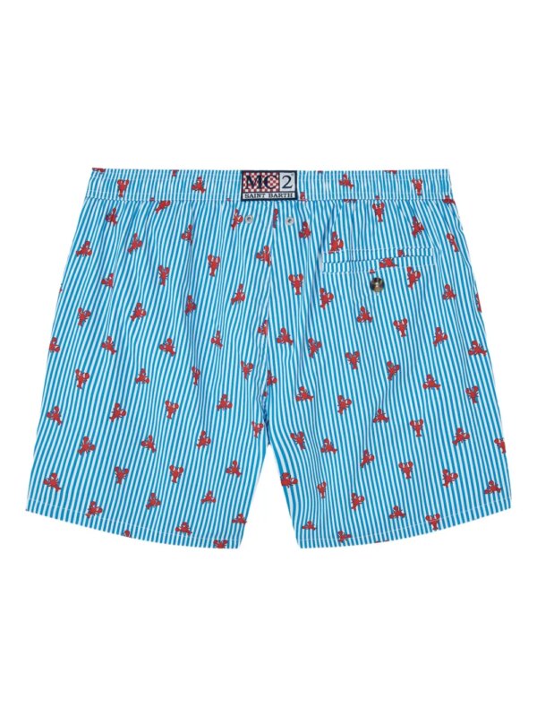 MC2 Saint Barth Gestreepte zwembroek met kreeftprint - Blauw