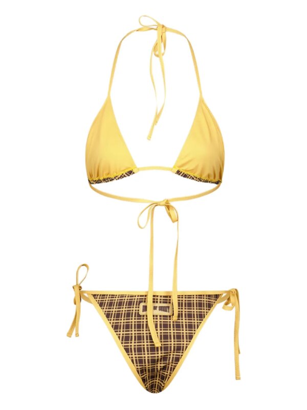 House of Sunny Geruit triangel badpak - Geel