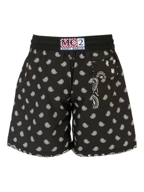MC2 Saint Barth Kids Zwembroek met paisley-print en trekkoord - Zwart
